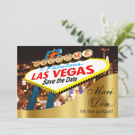 Las Vegas Sign Wedding Save the Date (Stehend Vorderseite)