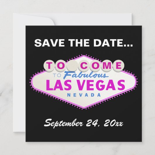 Las Vegas signiert Hochzeit in Urlaubsort Save the Date (Vorderseite)
