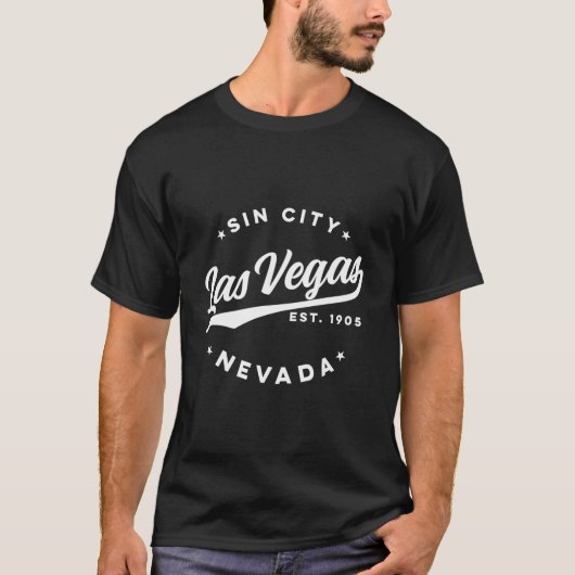 Las Vegas Sin City Nevada White Text T-Shirt (Vorderseite)