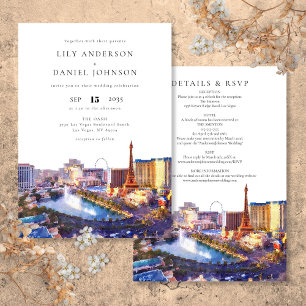 Las Vegas Skyline Aquarell All In One Hochzeit Einladung