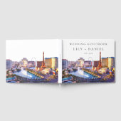 Las Vegas Skyline Aquarell-Hochzeit Gästebuch (Voll)