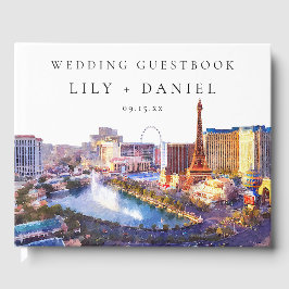 Las Vegas Skyline Aquarell-Hochzeit Gästebuch