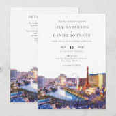 Las Vegas Skyline Aquarell QR Code Hochzeit Einladung (Vorne/Hinten)