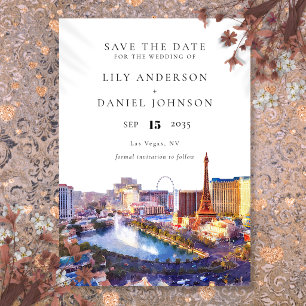 Las Vegas Skyline Aquarell Ziel Hochzeit Save The Date