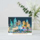Las Vegas Skyline beleuchtet nachts, Postkarte (Stehend Vorderseite)