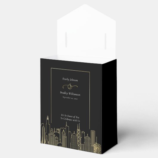 Las Vegas Skyline Black Gold Hochzeit Geschenkschachtel (Geöffnet)