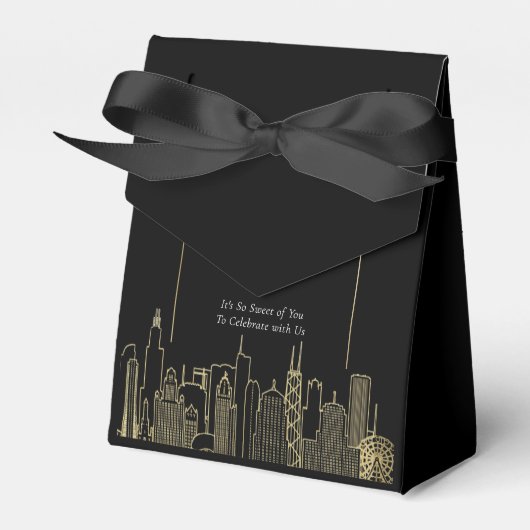 Las Vegas Skyline Black Gold Hochzeit Geschenkschachtel (Vorderseite)