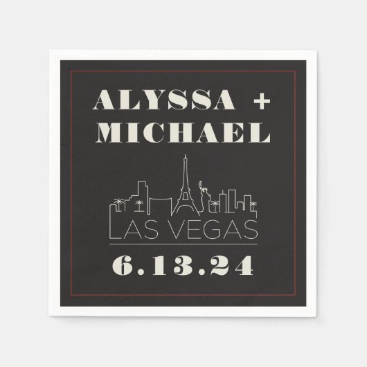 Las Vegas Skyline Casino Wedding Serviette (Vorderseite)