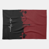 Las Vegas Skyline| Dunkelrot Geschirrtuch (Horizontal)