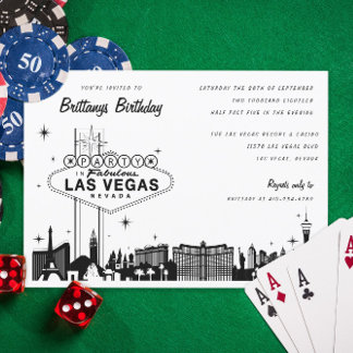 Las Vegas Skyline Geburtstagsparty oder Sondervera Einladung