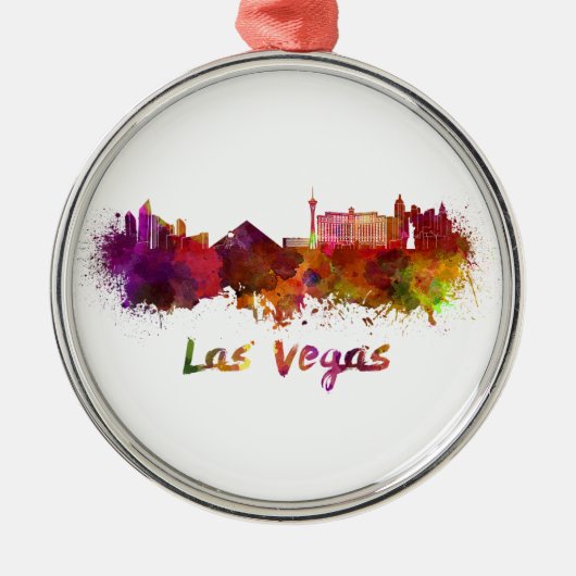 Las Vegas skyline im Watercolor Silbernes Ornament (Vorne)