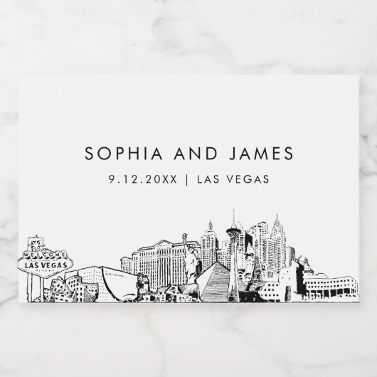 Las Vegas Skyline Mini Schaumweinetikett (Einzelnes Label)