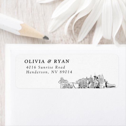 Las Vegas Skyline Moderne Rücksendeadressen-Aufkle (Insitu)