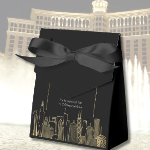 Las Vegas Skyline Schwarz Gold Elegante Hochzeit   Geschenkschachtel