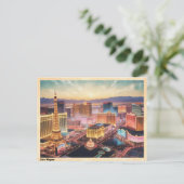 Las Vegas Skyline Vintage Postkarte (Stehend Vorderseite)
