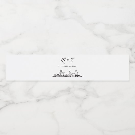 Las Vegas Skyline Wasserflaschen Labels Wasserflaschenetikett (Einzelnes Label)