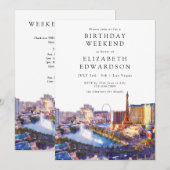 Las Vegas Skyline Watercolor Birthday Weekend Einladung (Vorne/Hinten)