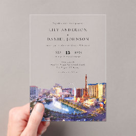 Las Vegas Skyline Watercolor Destination Wedding Acryleinladungen
