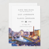 Las Vegas Skyline Watercolor Destination Wedding Save The Date (Vorne/Hinten)