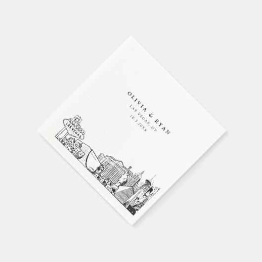 Las Vegas Skyline Wedding Paper Cocktail Napkin Serviette (Ecke)