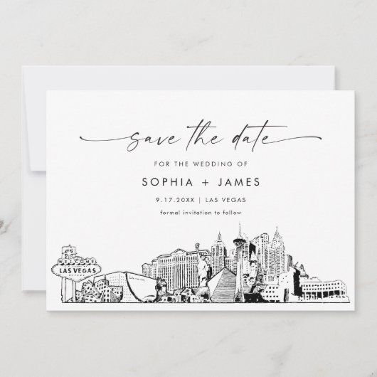 Las Vegas Skyline Wedding Save the Date Card Einladung (Vorderseite)
