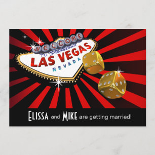 Las Vegas Starburst-Hochzeit in Rot, Schwarz und G Einladung