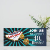 Las Vegas Sternexplosion 40. Geburtstag aquamarine Einladung (Stehend Vorderseite)