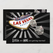 Las Vegas Sternexplosion Hochzeit Silberschwarz Einladung (Vorne/Hinten)
