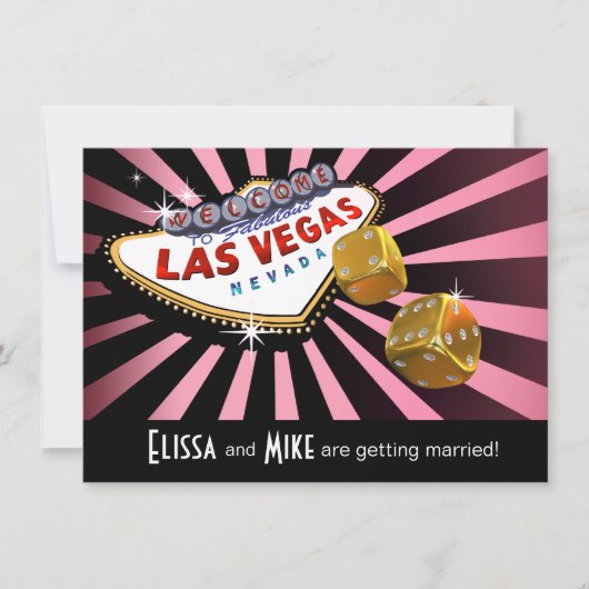 Las Vegas Sternexplosion Hochzeitliches Rosa Einladung (Vorderseite)