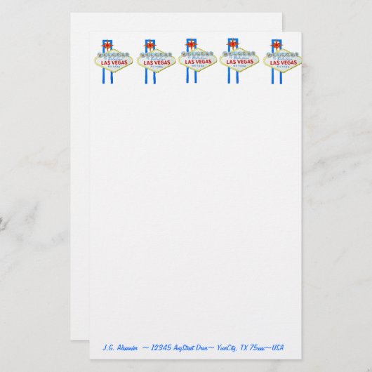 Las Vegas-Streifen-Willkommensschild Briefpapier (Vorne/Hinten)