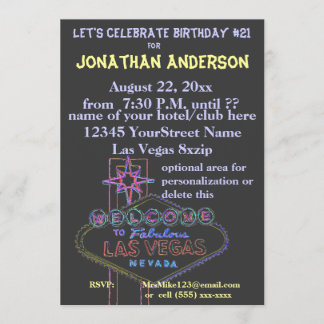Las Vegas-Streifen-Zeichen-21. Geburtstag Einladung