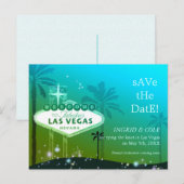 Las Vegas Strip Chic Wedding Save the Date Ankündigungspostkarte (Vorne/Hinten)