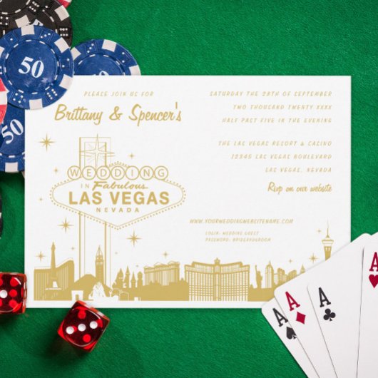Las Vegas Strip Gold Hochzeit Einladung