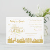 Las Vegas Strip Gold Hochzeit Einladung (Stehend Vorderseite)