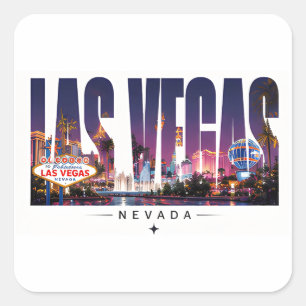 🎰 Las Vegas Strip Lights 🎰 Quadratischer Aufkleber