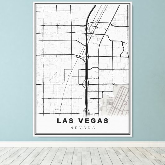 Las Vegas Strip Map Leinwanddruck (Insitu (Holzboden))