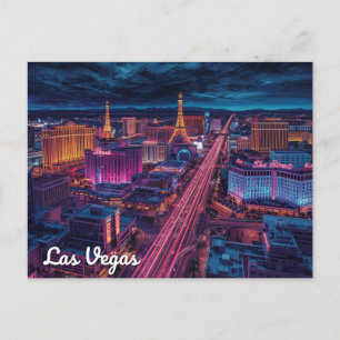 Las Vegas Strip Nacht Stadt Kunst Postkarte