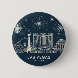 Las Vegas Strip Nevada Skyline Line Art Cityscape Button