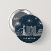 Las Vegas Strip Nevada Skyline Line Art Cityscape Button (Vorne & Hinten)