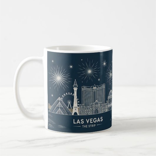 Las Vegas Strip Nevada Skyline Line Art Cityscape Kaffeetasse (Links)