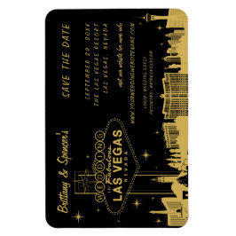 Las Vegas Strip Schwarz und Gold Save-the-Date-Kar Magnet
