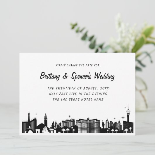 Las Vegas Strip Skyline Ändern Sie das Datum Einladung (Stehend Vorderseite)