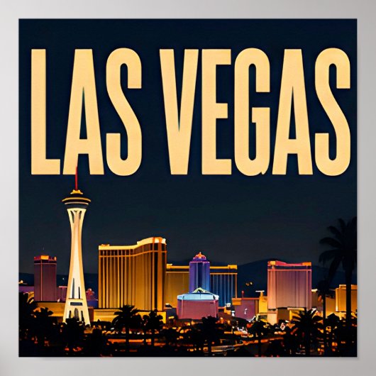 Las Vegas Strip und Neonlichter Poster (Vorne)