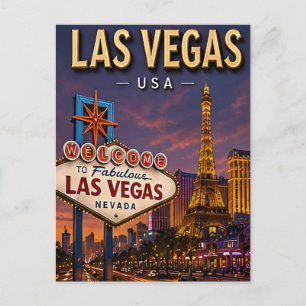 Las Vegas Strip und Neonlichter Postkarte