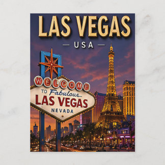 Las Vegas Strip und Neonlichter Postkarte