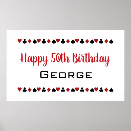 Las Vegas Style Casino Card Anzüge Geburtstag Poster (Vorne)