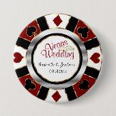 Las Vegas Style Wedding Dark Red and Gold Button (Vorderseite)