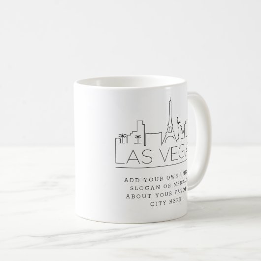 Las Vegas Stylized Skyline | Custom Slogan Kaffeetasse (VorderseiteRechts)