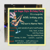 Las Vegas Thema 60. Geburtstagsparty Einladung (Vorne/Hinten)