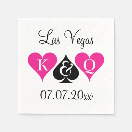 Las Vegas Thema Hochzeitsnapkins mit Monogramm Serviette (Vorderseite)